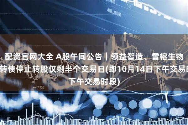 配资官网大全 A股午间公告｜领益智造、雪榕生物提示转债停止转股仅剩半个交易日(即10月14日下午交易时段)
